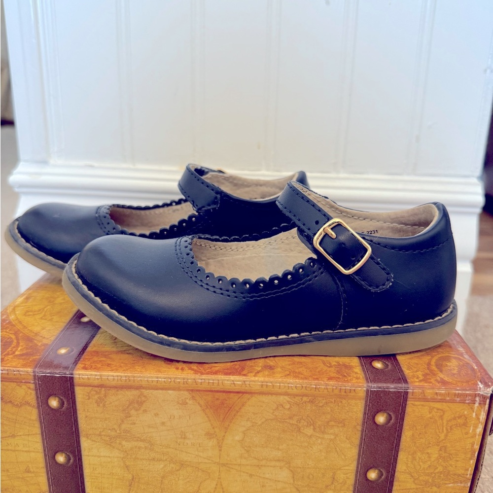 Footmates Allie Navy Blue Leather Mary Jane Shoes Size 10